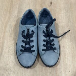 Ecco womens fara derby blue leather sneakers